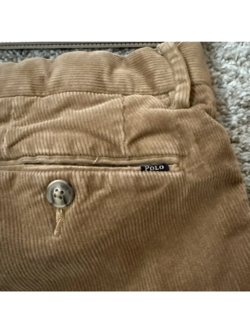 Polo Ralph Lauren Pants Men's Size 31x28 Slim Fit Corduroy Brown Flat Front